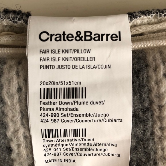 Crate&Barrel Fair Isle Pillow cover - Picture 4 of 4